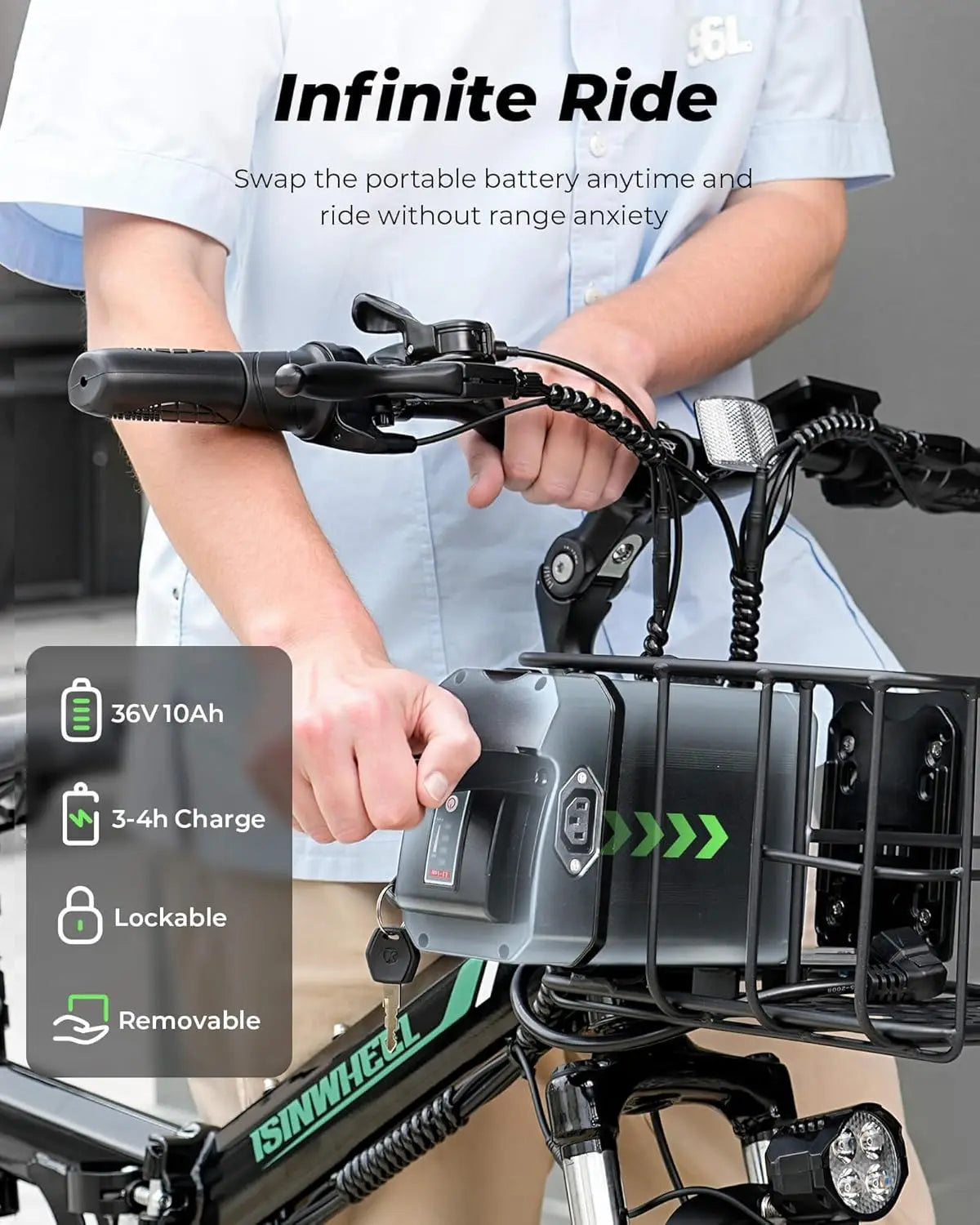 ISINWHEEL M40 Folding Electric Bike 36V 10Ah 500W Ebike