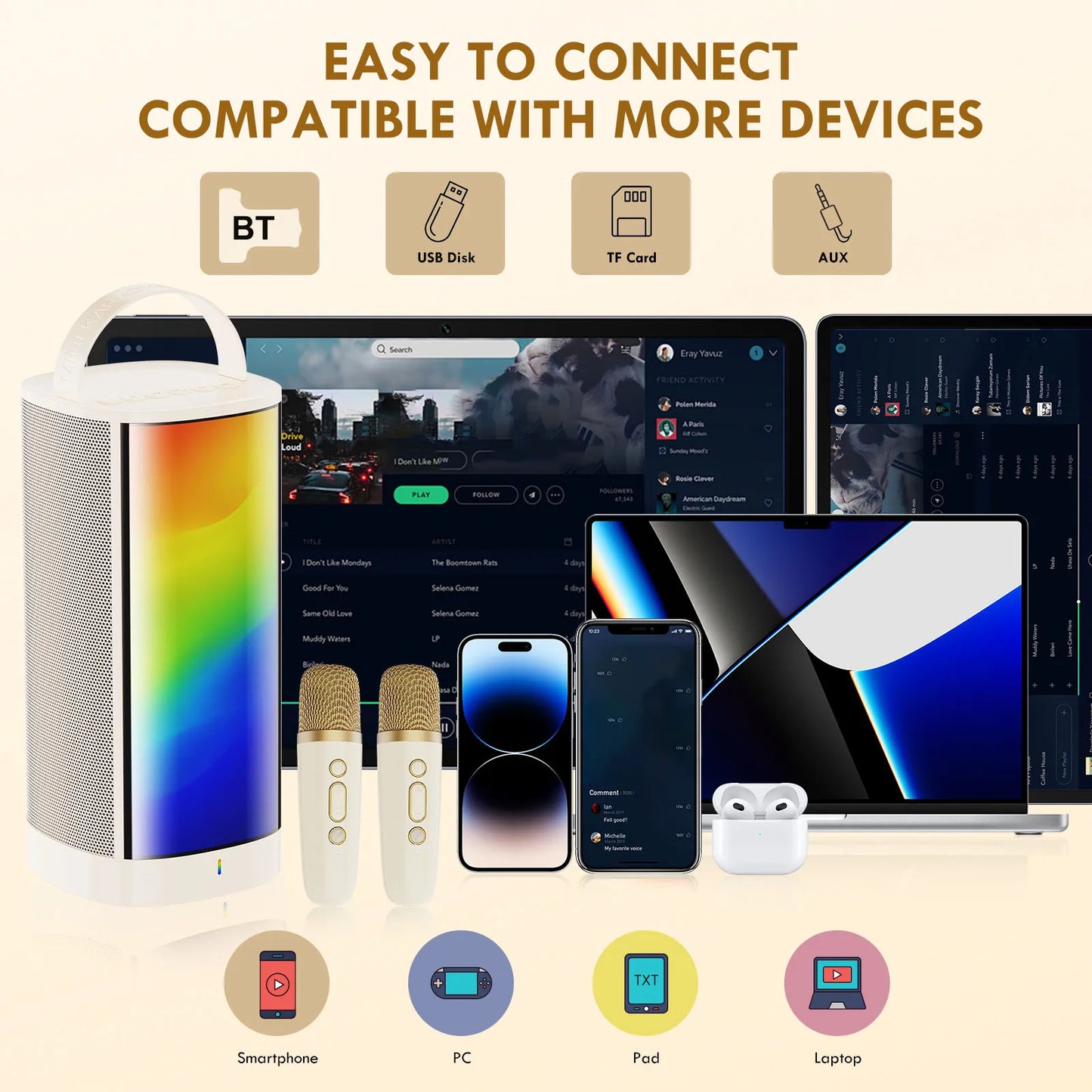 FanFun Bluetooth Karaoke Speaker With 2 Wireless Mics