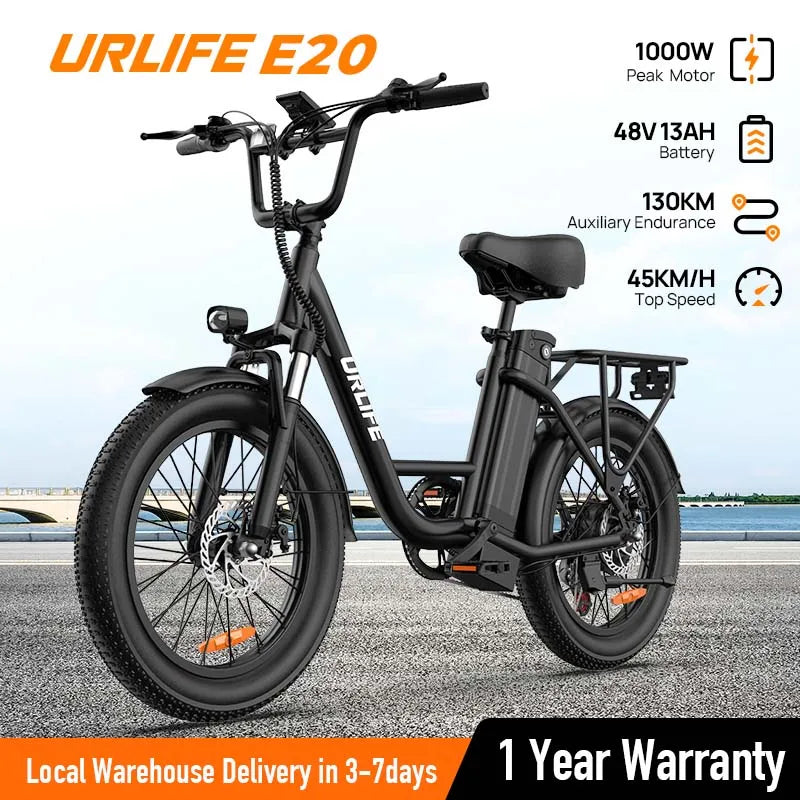 URLIFE 1000W E20 Electric Bike 48V 13Ah Removable Battery
