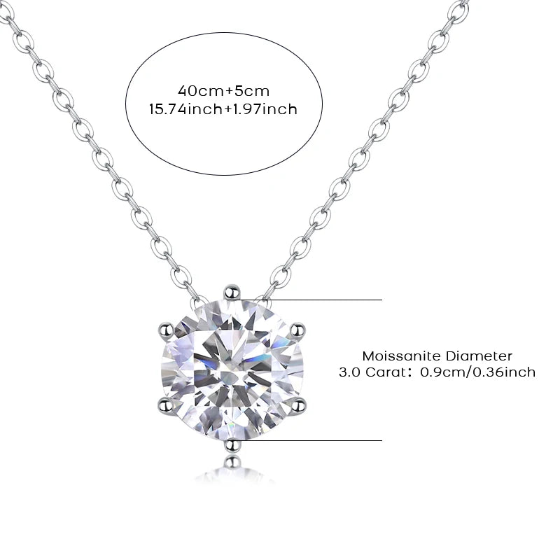 JIUZUAN 925 Sterling Silver Moissanite Heart Necklace