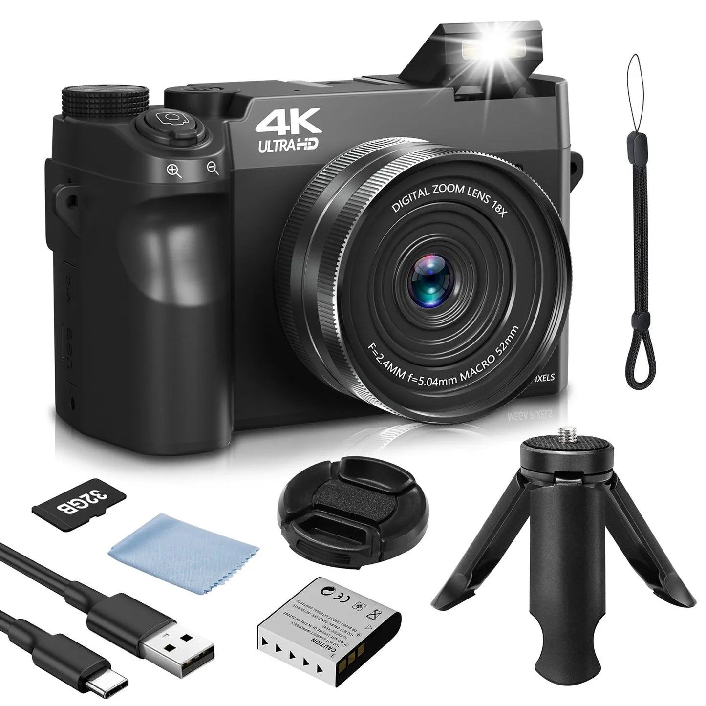 Gavonde 4K Digital Camera Autofocus And Anti Shake 18X Zoom