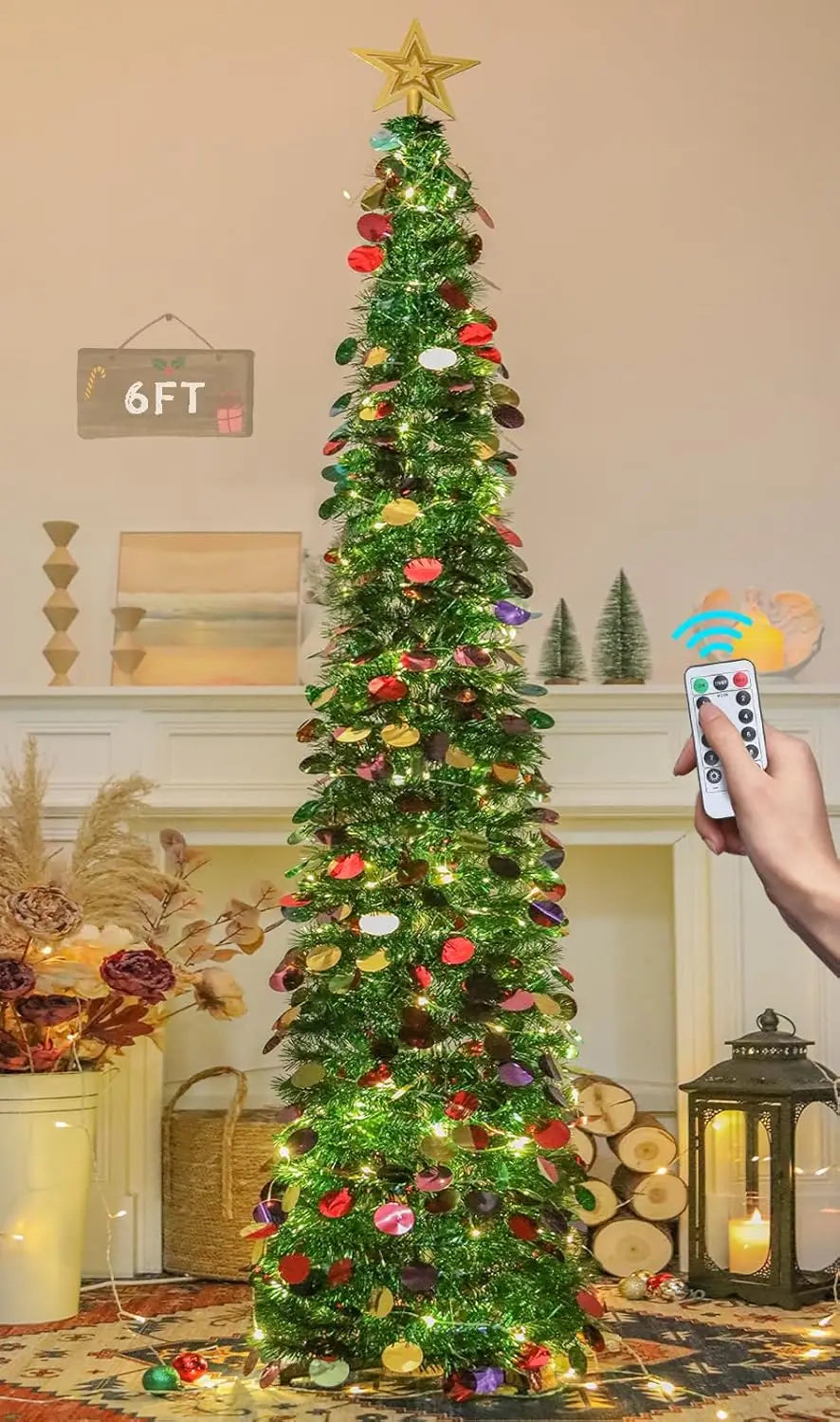 HMASYO Pop-Up Christmas Tree With 100 LED Lights And Remote
