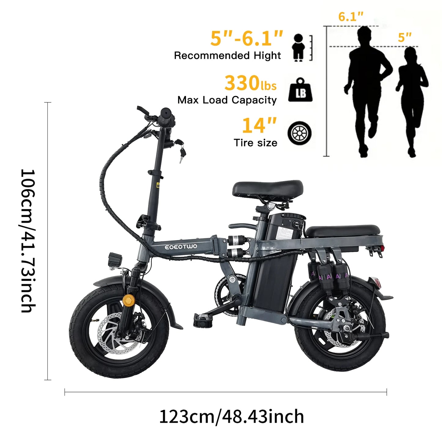 EOEOTWO F12 Foldable Electric Bike For Adults 600W Peak
