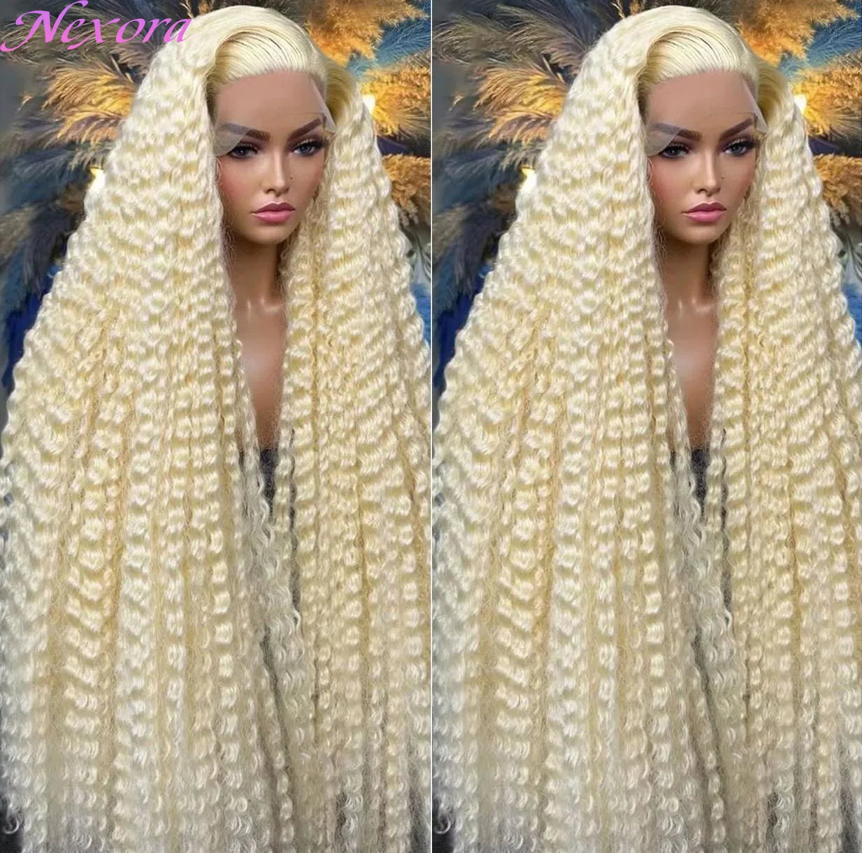 Nexora 613 Blonde Human Hair Wig Deep Wave Curly Wig 38 Inch Water Wave 13x6 Frontal Wig Hd Lace Brazilian Wigs Original