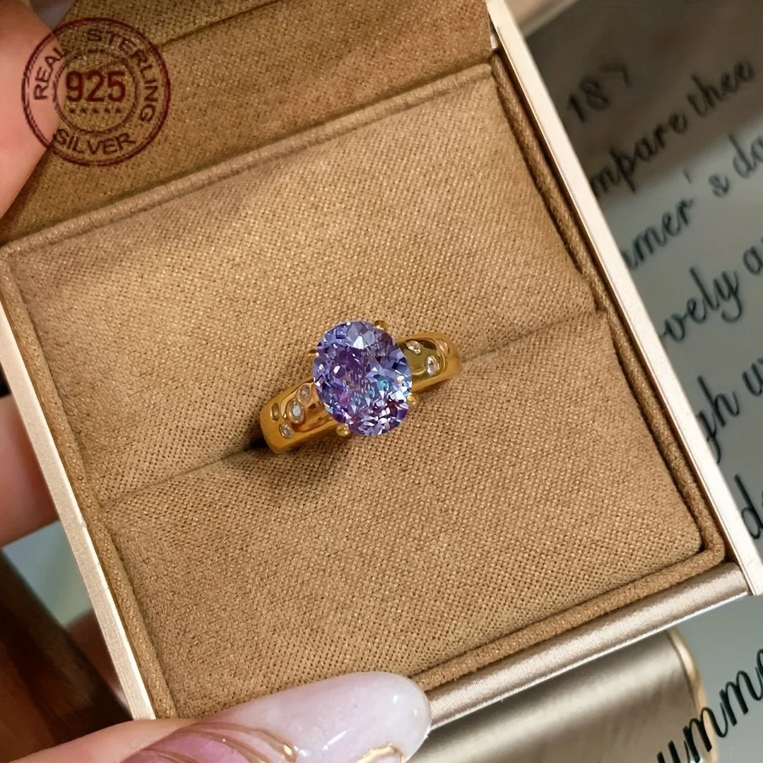 WPOOCC 18K Plated Sterling Silver Ring For Women Zircon Wedding