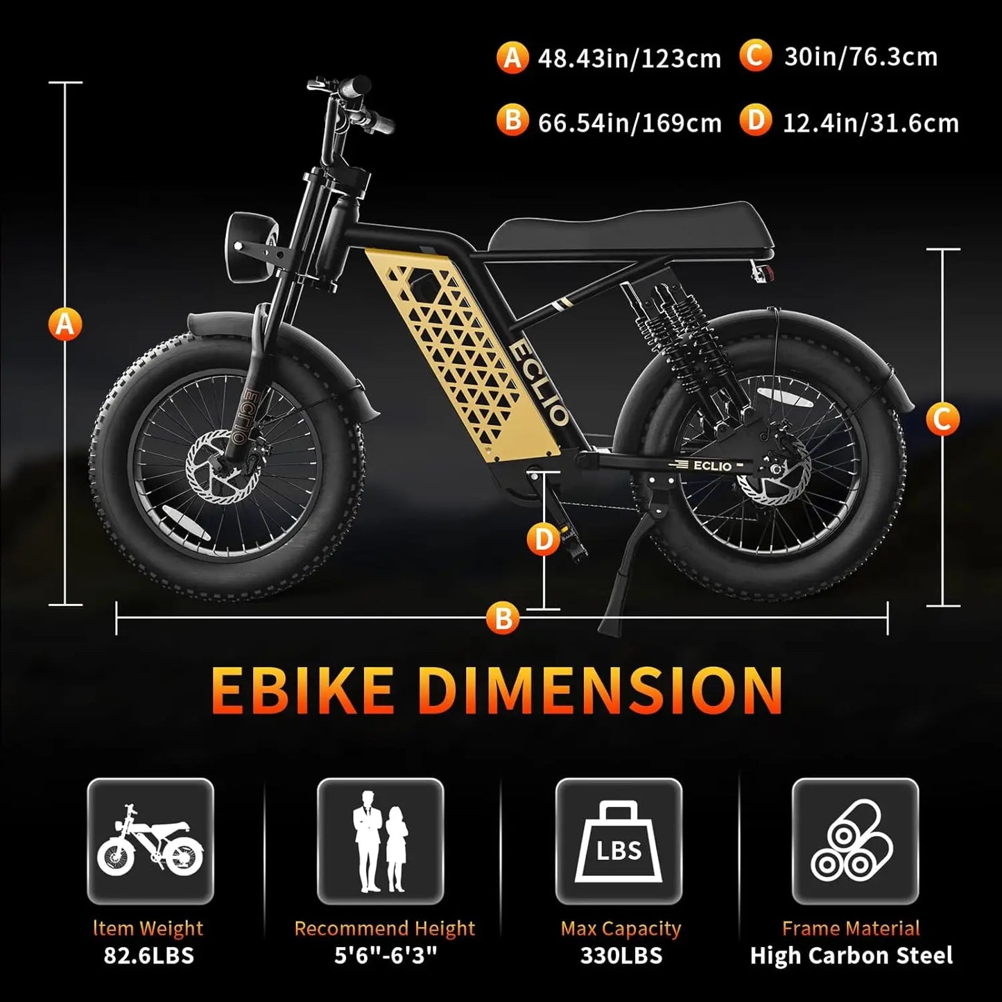 DDC SPORT Electric Fat Tire Bike For Adults 20 MPH