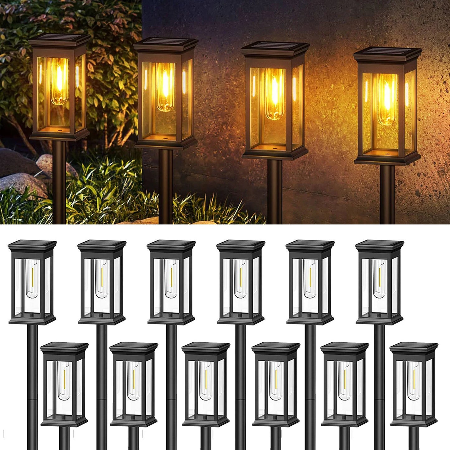 KPSTEK Solar Lights Warm White 2700K for Yard Walkway