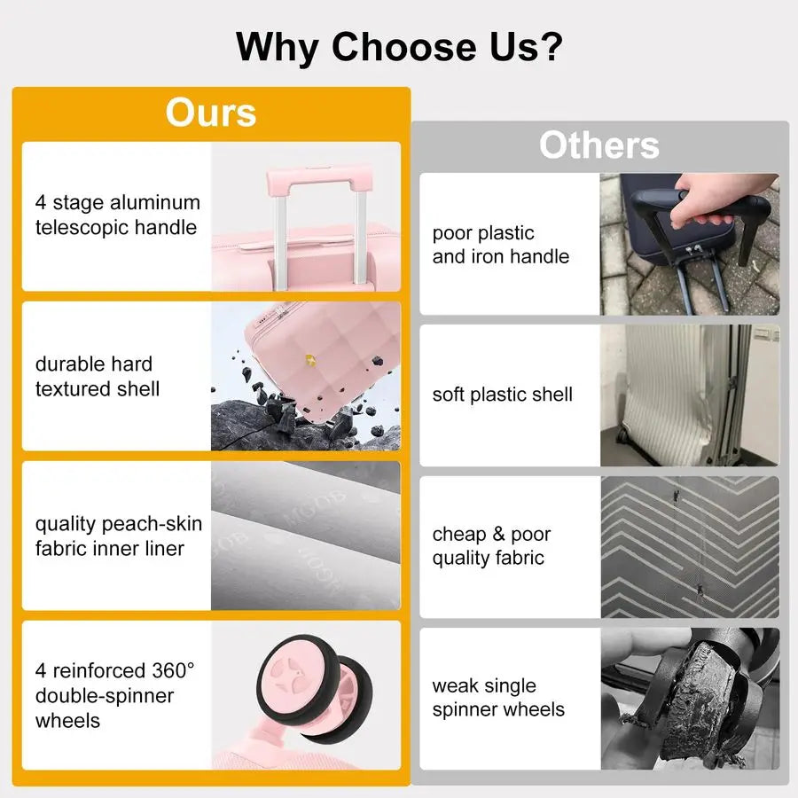 XMSJ Carry On Luggage With Wheels Lightweight Hardside TSA Approved