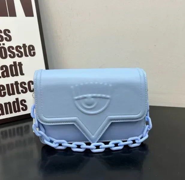 Luxury Brand Designer Bag Women 2024 Hit Embossed Eyes Chain Wide Strap Shoulder Bag Fashion Trend Cute Exquisite Crossbody Bag