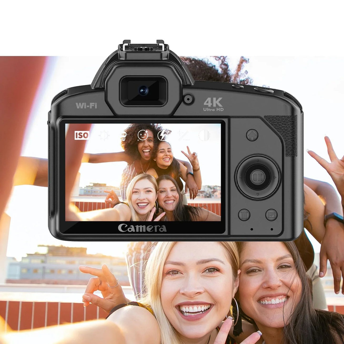 Digital Camera 3 Inch IPS Screen 4K Dual Cameras Camcorder