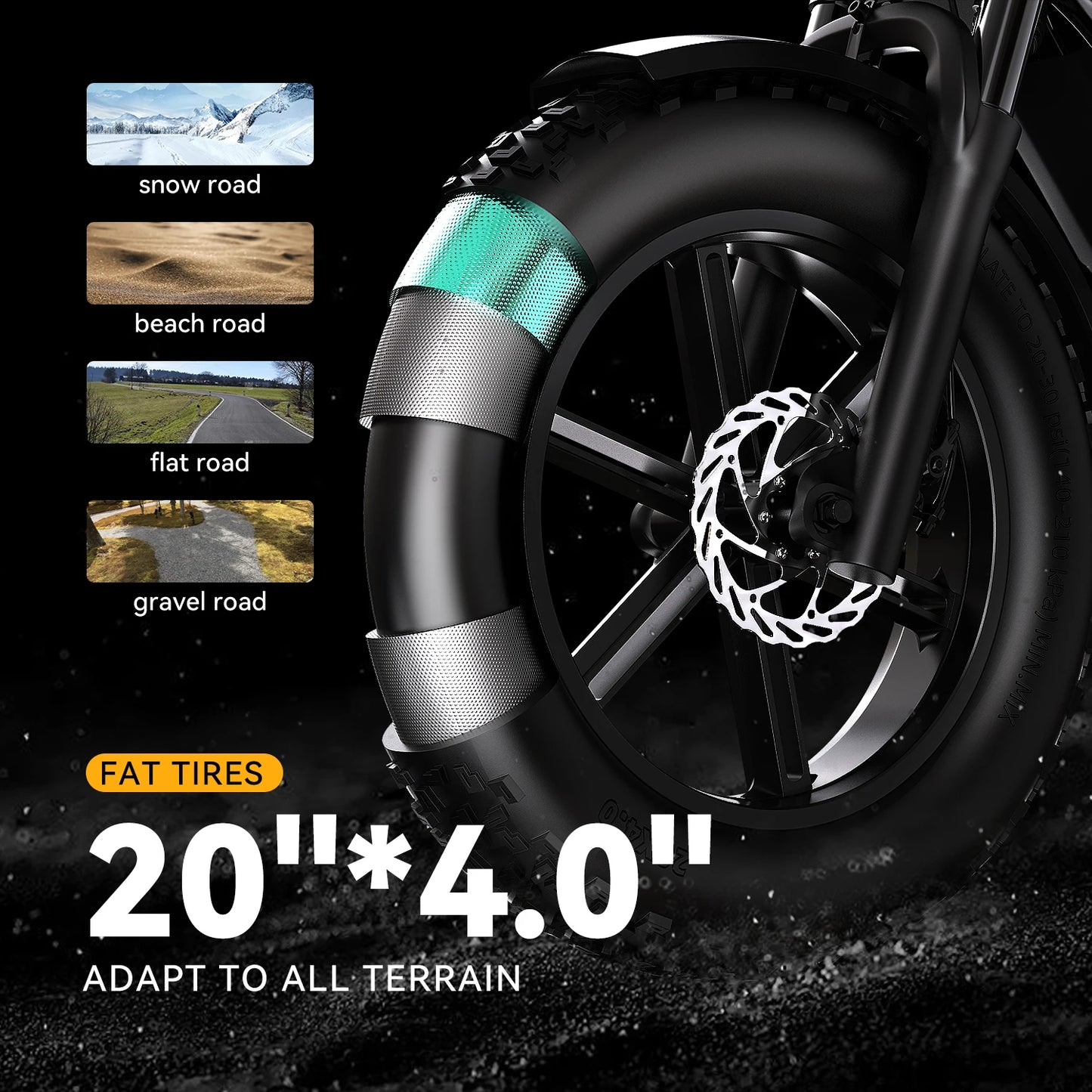 EK11 1000W Fat Tire Electric Mountain Ebike 48V Battery