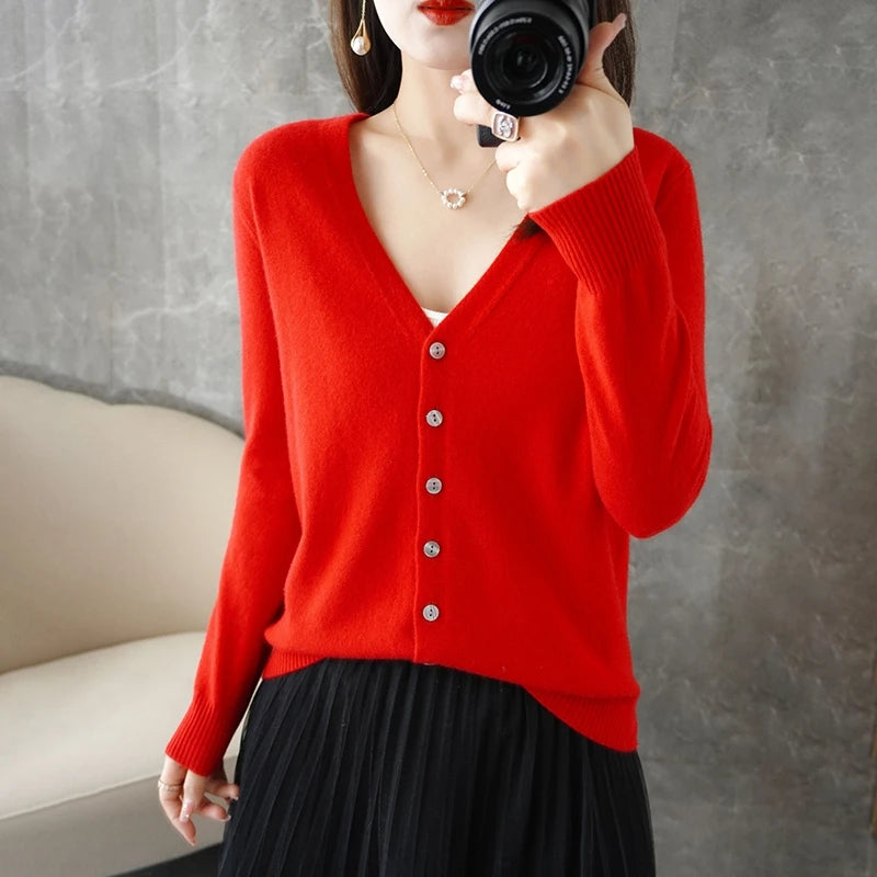 V Neck Cardigan For Women Knit Loose Fit Sweater