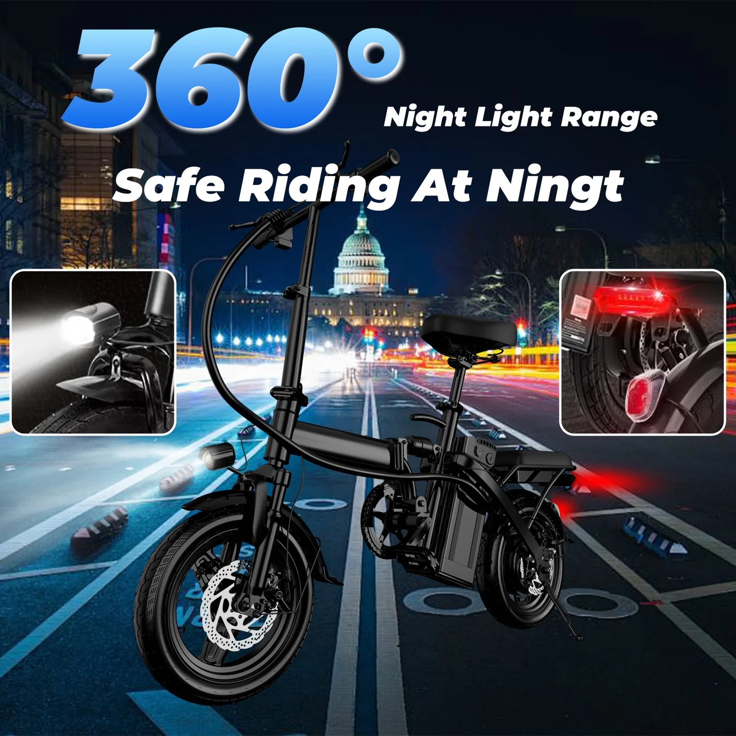 LELEKUAI 500W Folding Electric Bike 20 MPH 48V Battery