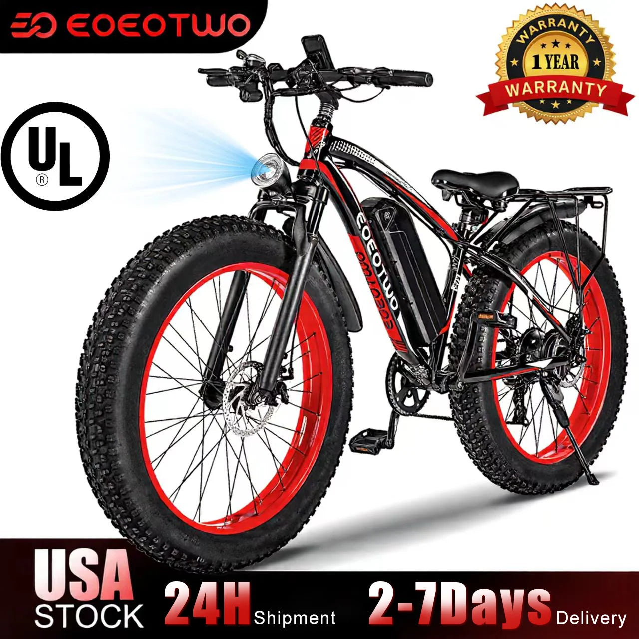 EOEOTWOC Electric Mountain Ebike 1500W 34MPH 48V 15Ah Battery