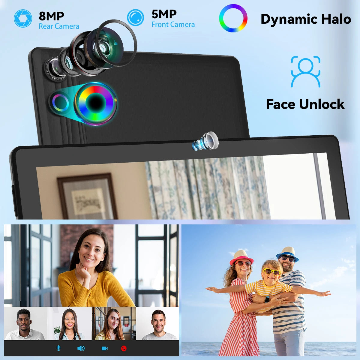 10.1 Inch Android 14 Tablet 12GB RAM 64GB ROM Face Unlock IPS HD Screen with Protective Case Stylus Keyboard Mouse Headphones