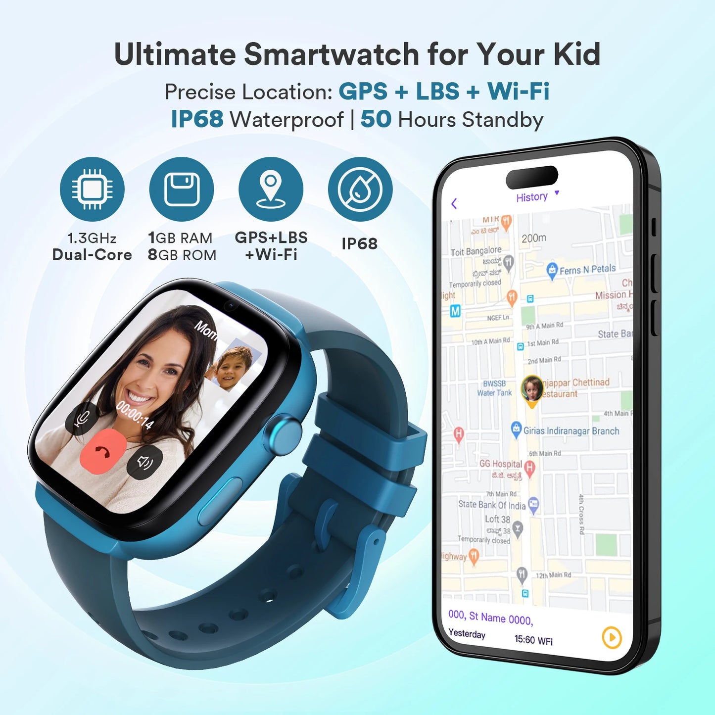 EIOTMART 4G Kids Smartwatch GPS Tracker With SOS Call