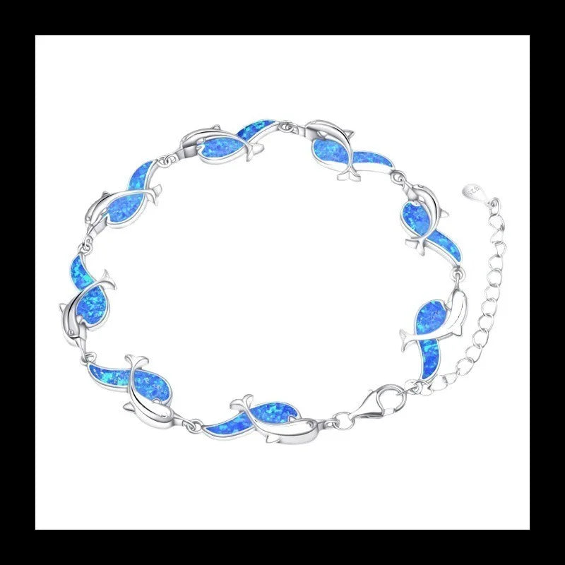 NONECN S925 Sterling Silver Opal Irregular Bracelet