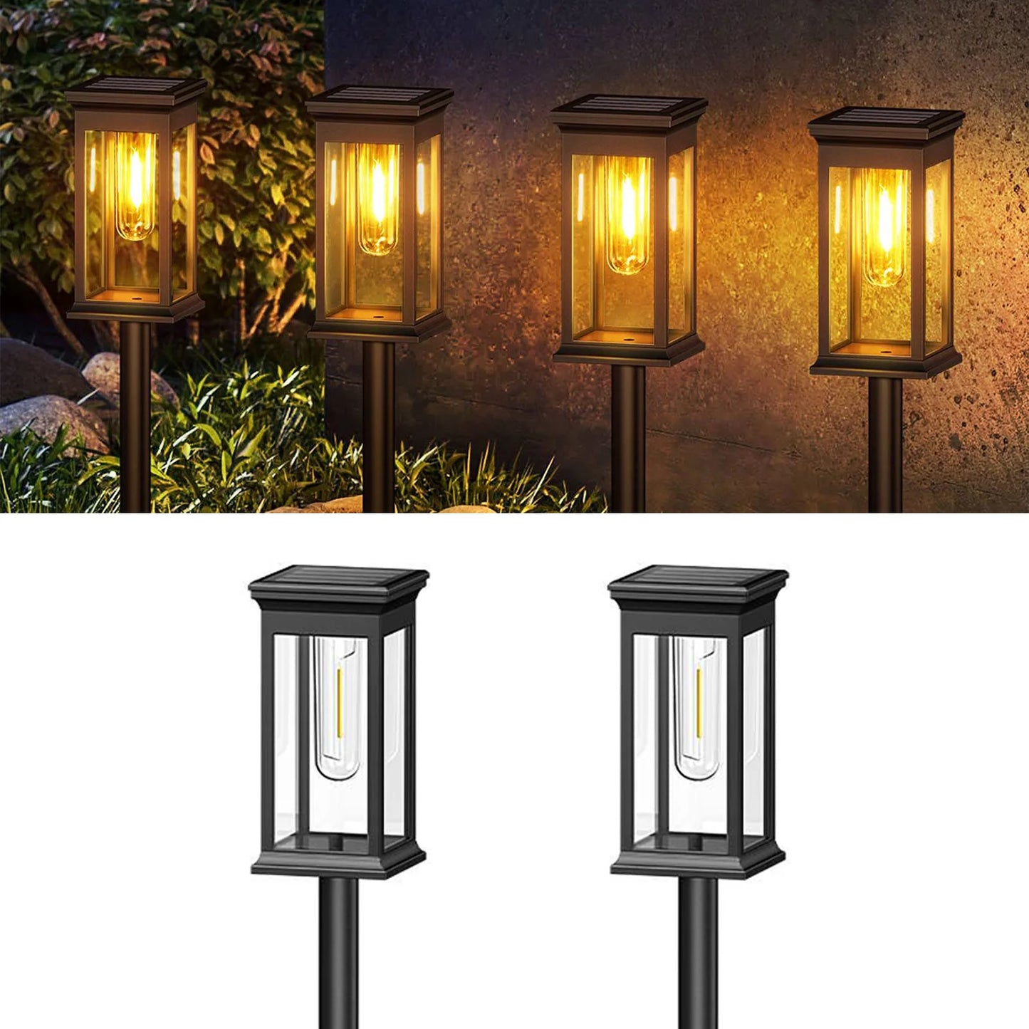 KPSTEK Solar Lights Warm White 2700K for Yard Walkway