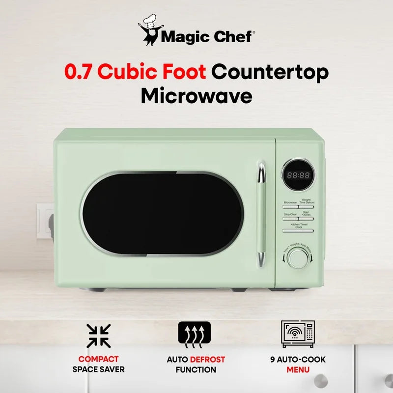 XMSJ 700W Retro Microwave Countertop Auto Cook Defrost
