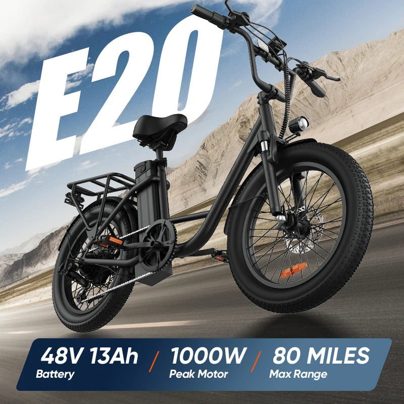 URLIFE 1000W E20 Electric Bike 48V 13Ah Removable Battery