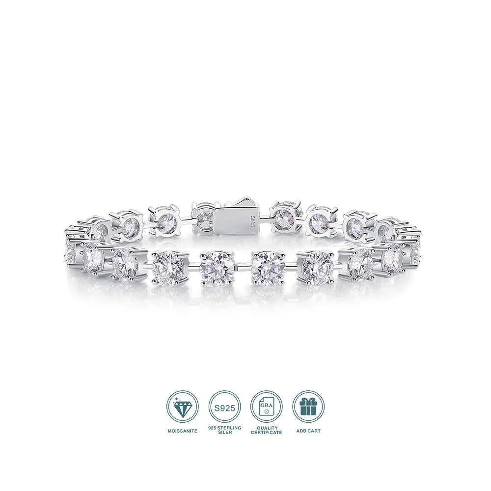 Jiuzuan Moissanite Tennis Bracelet 925 Silver 18K Gold
