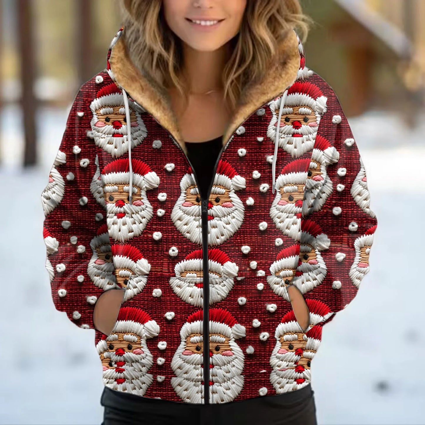 Cozy Hooded Plush Sweatshirt Women Winter Jacket Coat