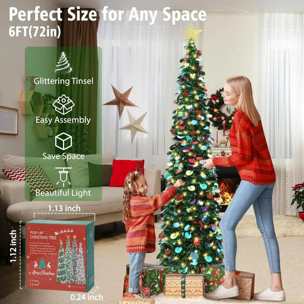 HMASYO Pop-Up Christmas Tree With 100 LED Lights And Remote