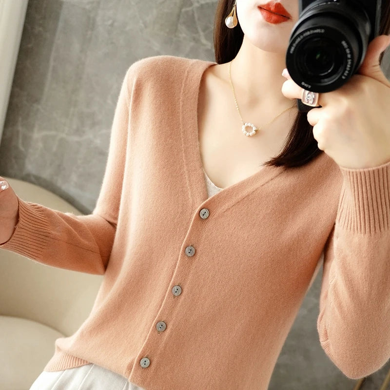 V Neck Cardigan For Women Knit Loose Fit Sweater