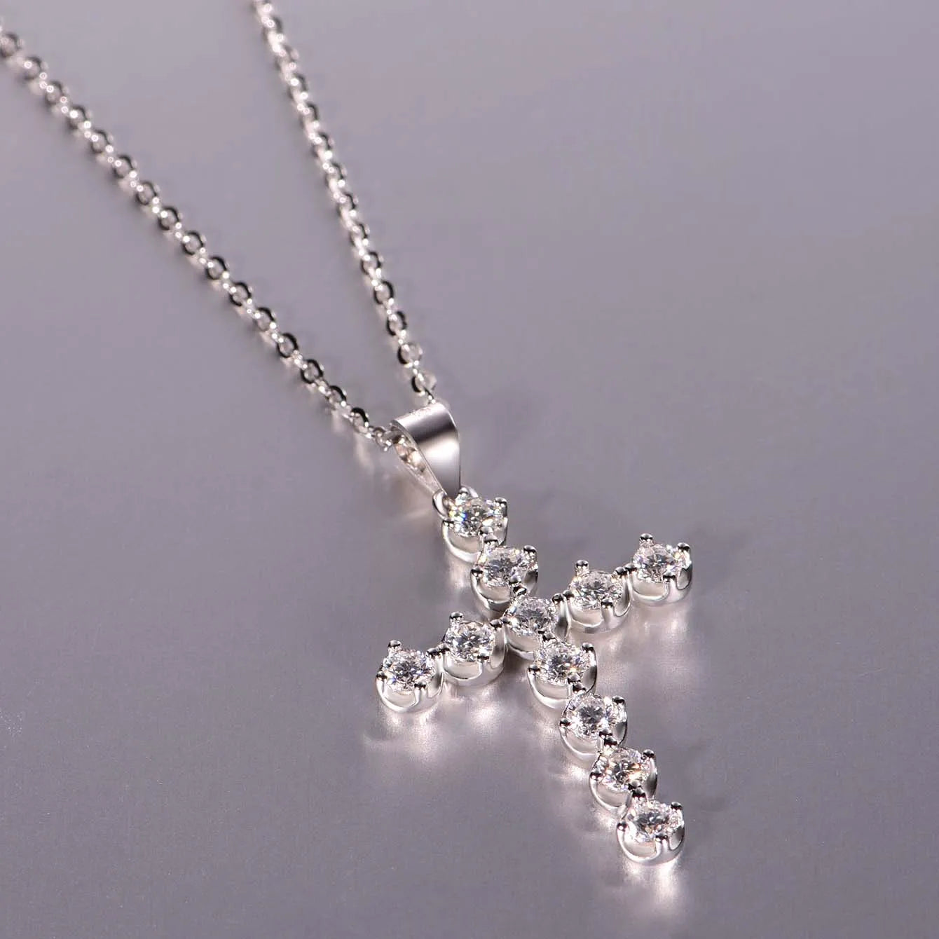 S925 Sterling Silver Moissanite Cross Pendant 18k Gold Plated