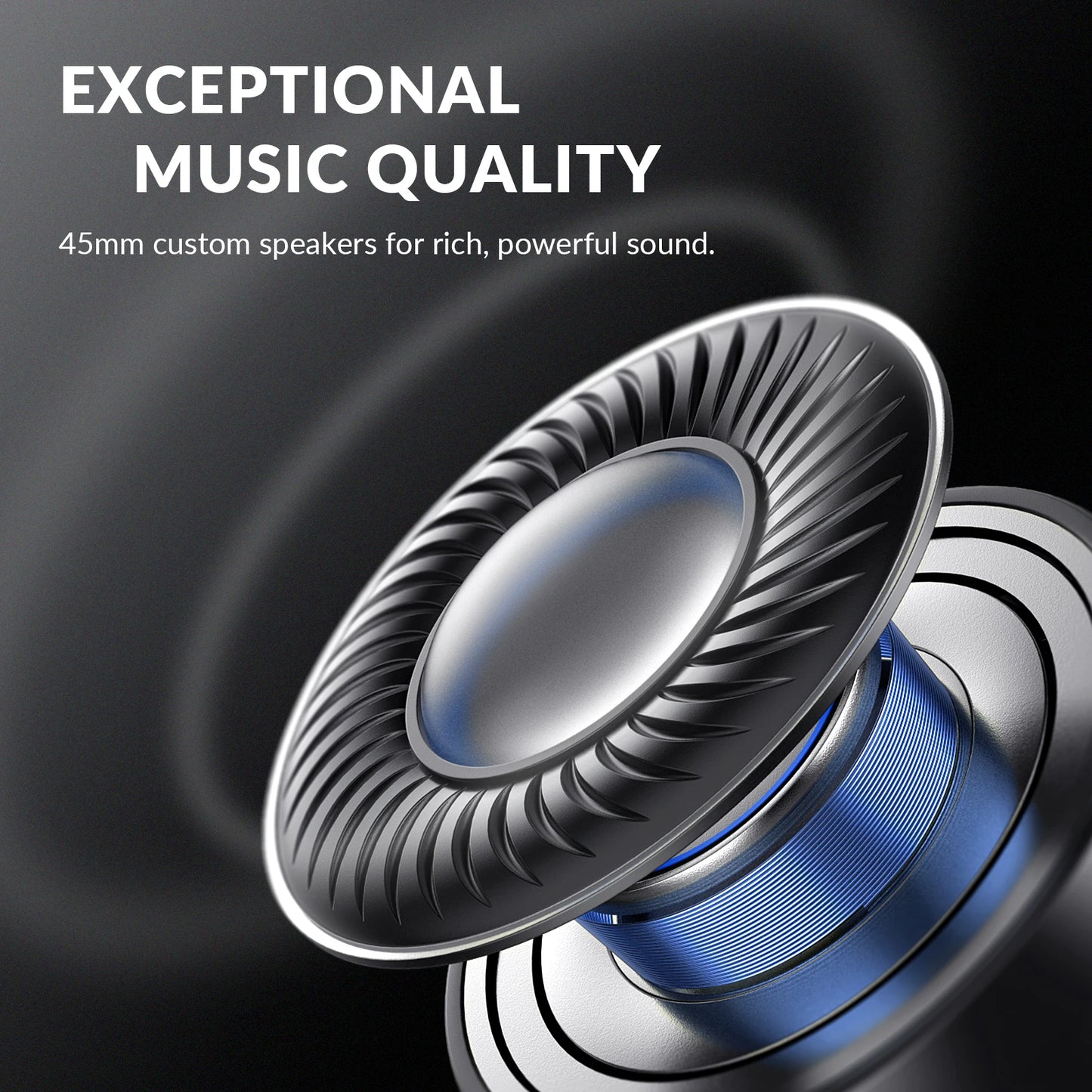 Meidong E7BPRO Active Noise Cancelling Wireless Overear Headphones With Microphone