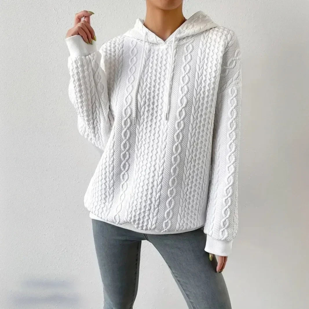 LISMCN PremiumQuality Solid Color Hooded Collar Oversized Long Sleeve KnitwearSweater