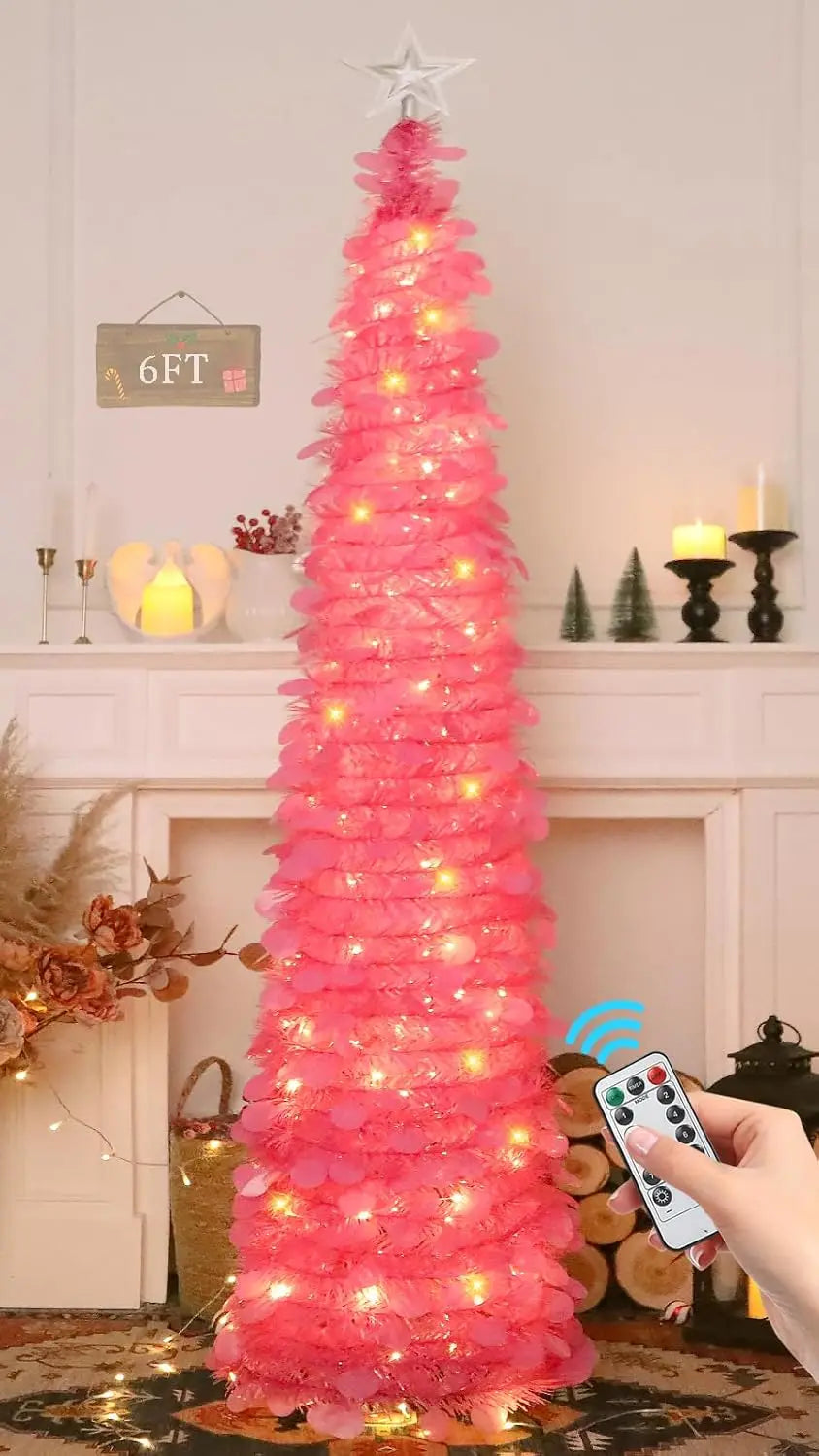 HMASYO Pop-Up Christmas Tree With 100 LED Lights And Remote