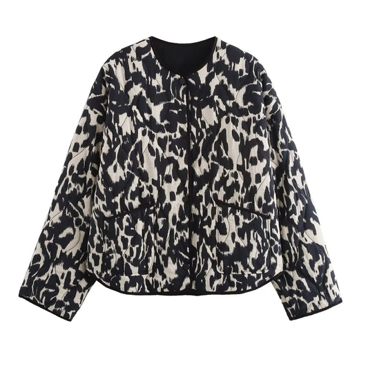 Women's Snake Print Button Long Sleeve Jacket Outerwear