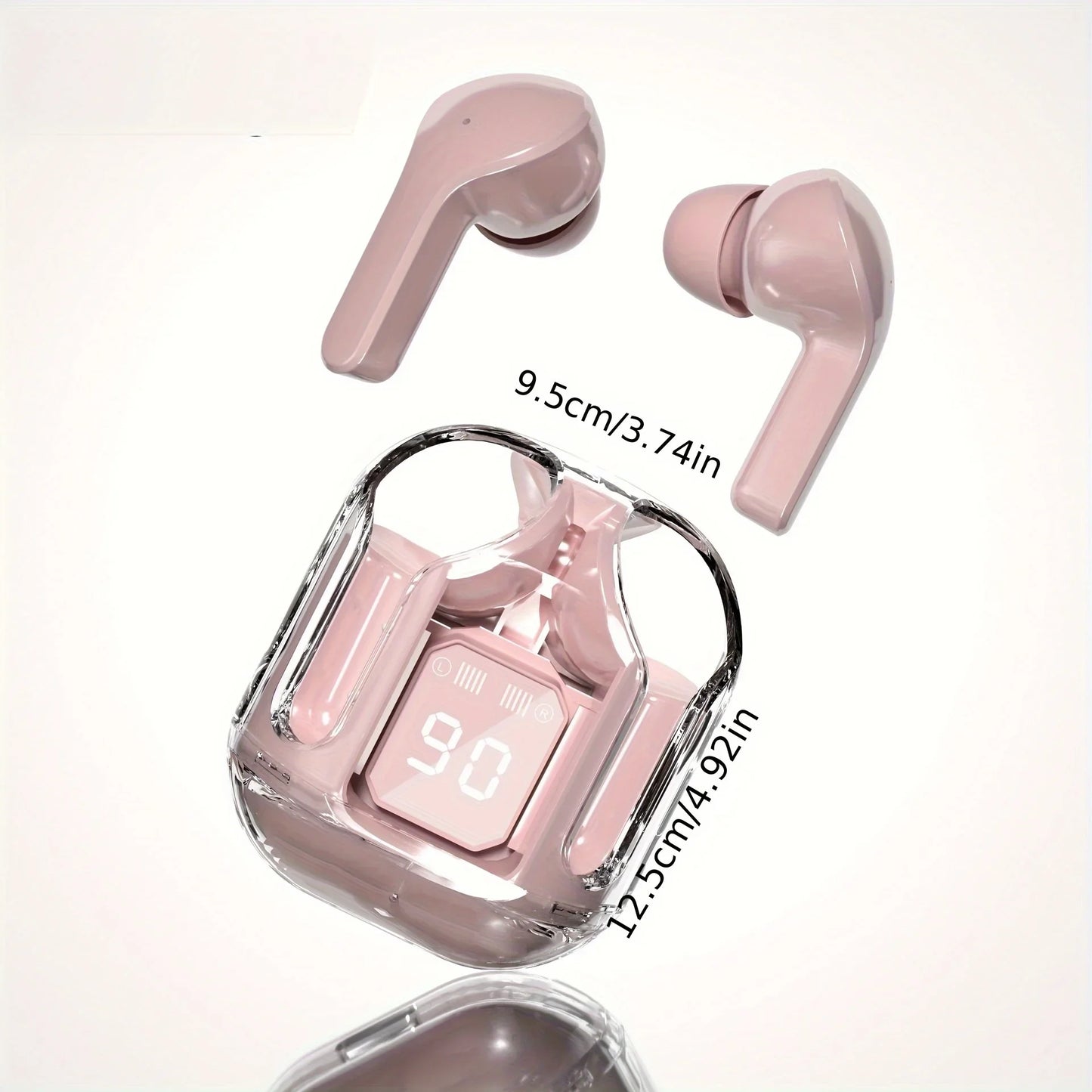 Wireless Earbuds Bluetooth 5.3 LED Case Transparent Design USB C