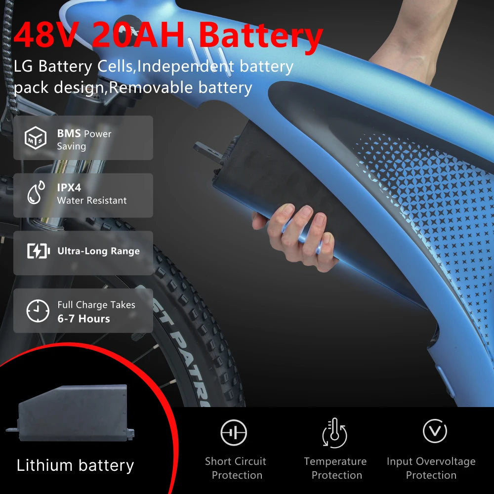 HX Q5 2000W 48V 20Ah Electric AllTerrainAdventureEngineering Mountain Ebike ProEdition