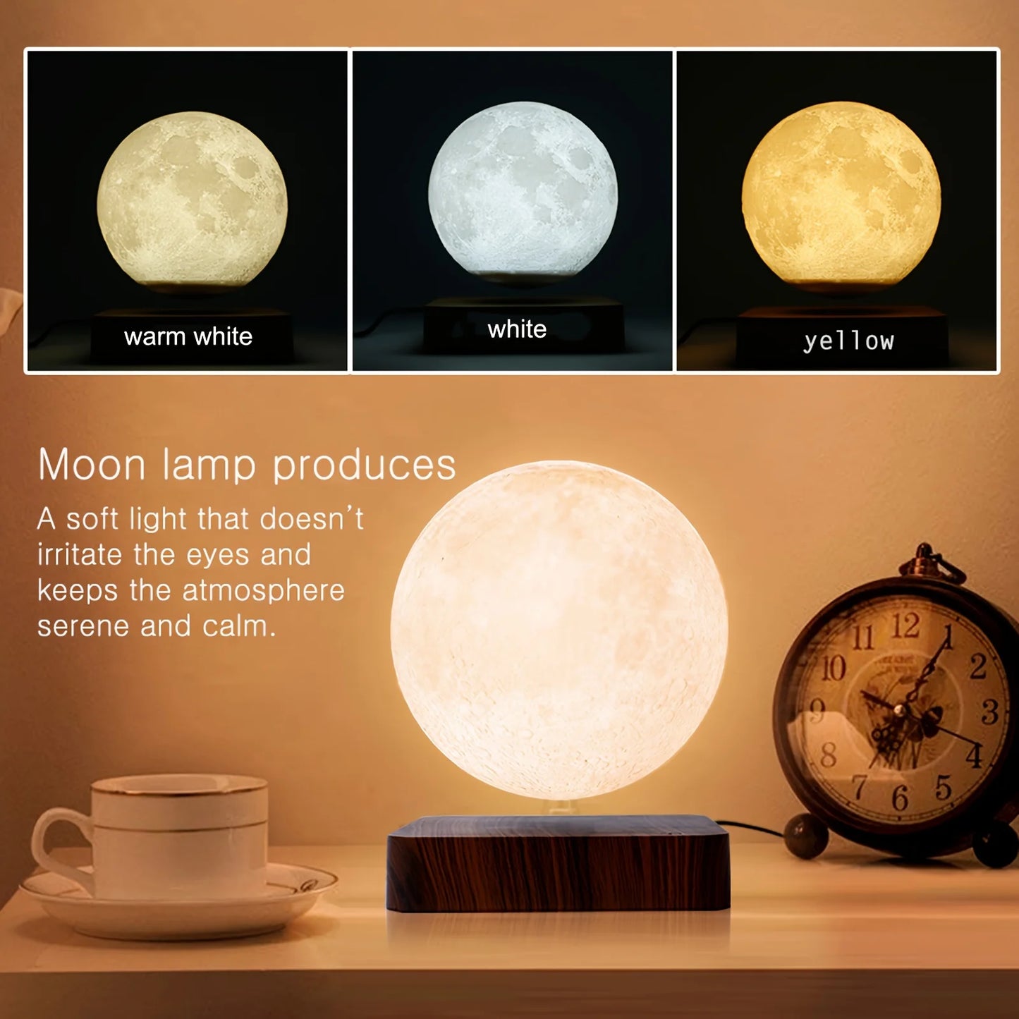Mexllex Magnetic Moon Lamp Floating With Wooden Base