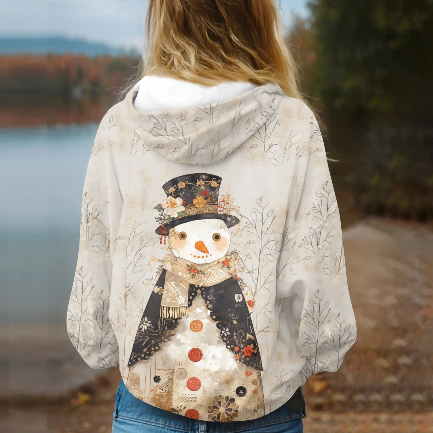Womens Hooded Sweatshirt Printed Casual With Pockets