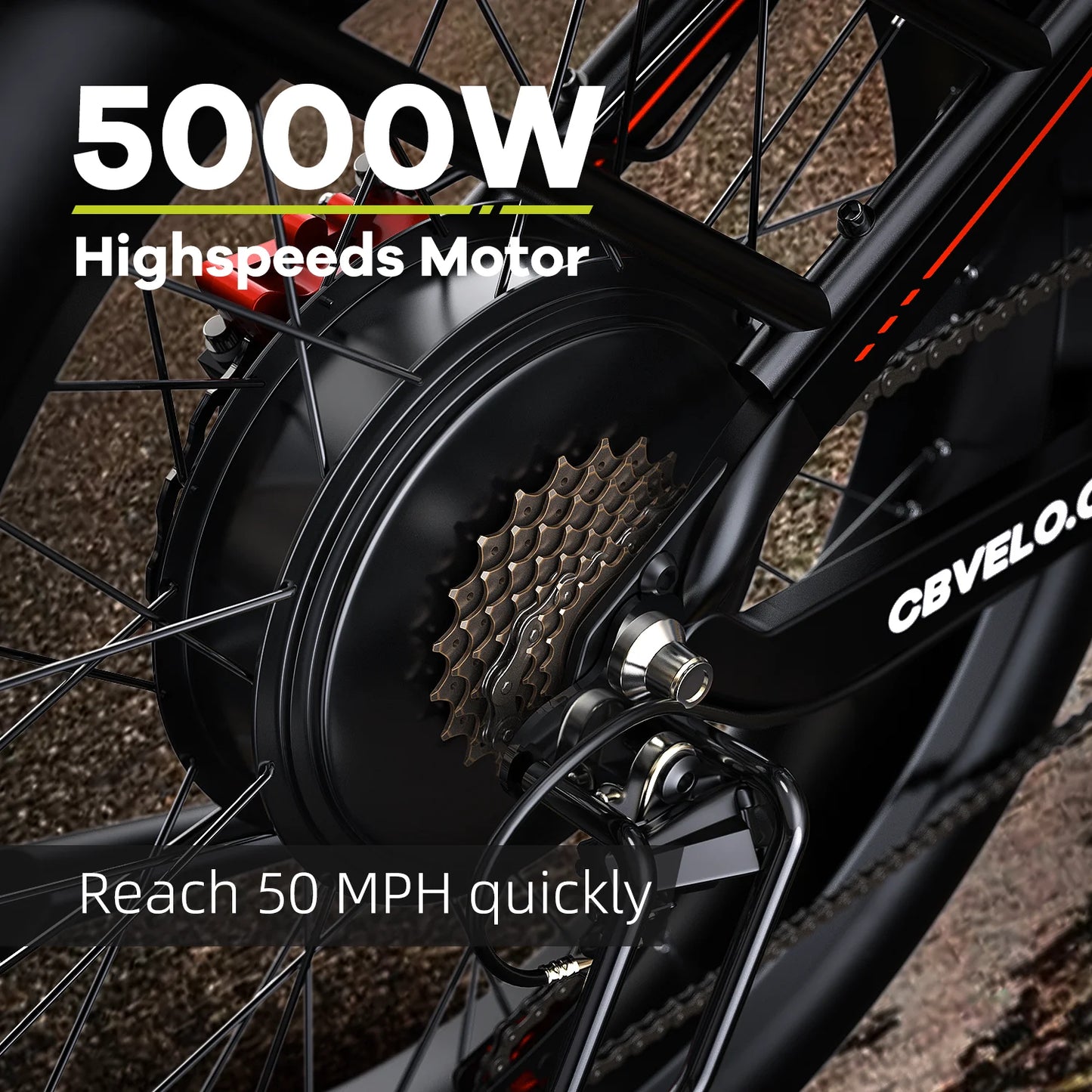 CYBERVELO Fat Tire Electric Bike 52V 40Ah 5000W Peak