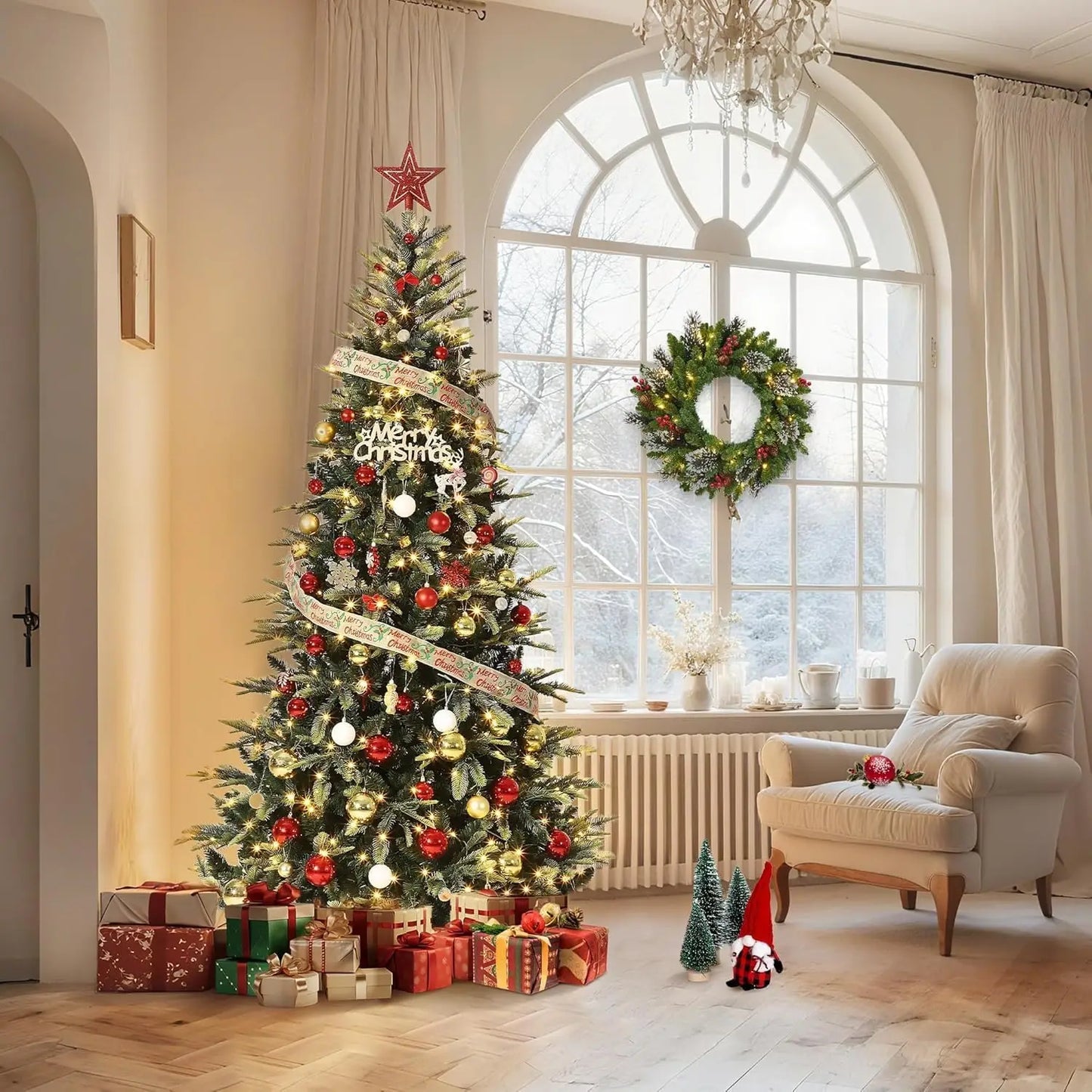 TWISTER.CK Pre Lit Christmas Tree With 300 LED Lights