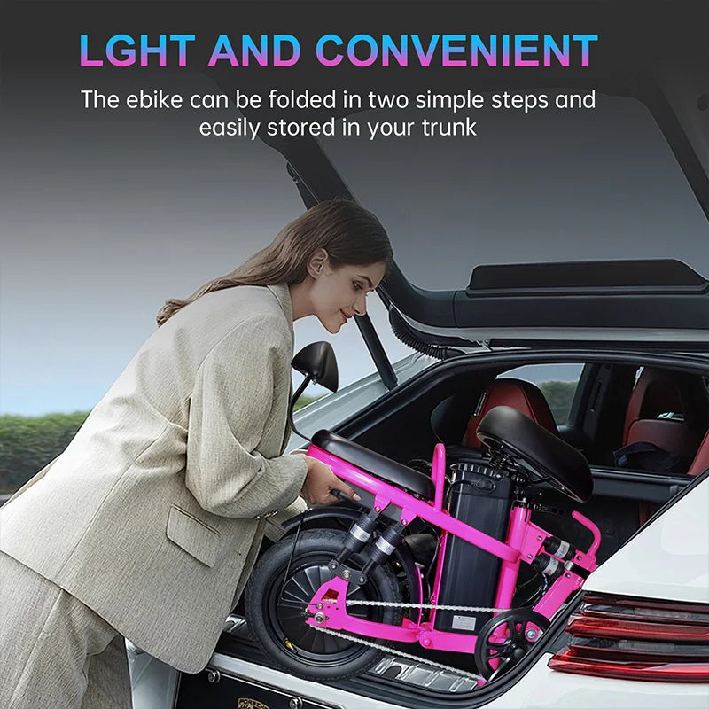 Folding Electric City Bike 48V 500W With Removable Lithium Battery Portable Foldable