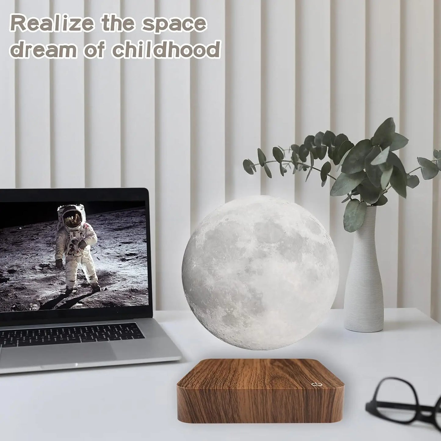 Mexllex Magnetic Moon Lamp Floating With Wooden Base
