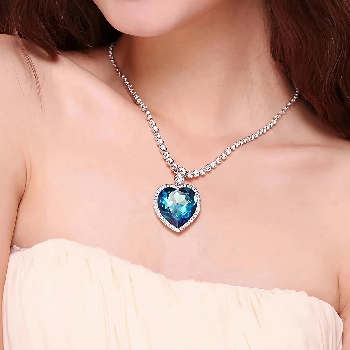 NONECN Heart Of The Ocean Necklace Titanic Inspired Crystal Pendant