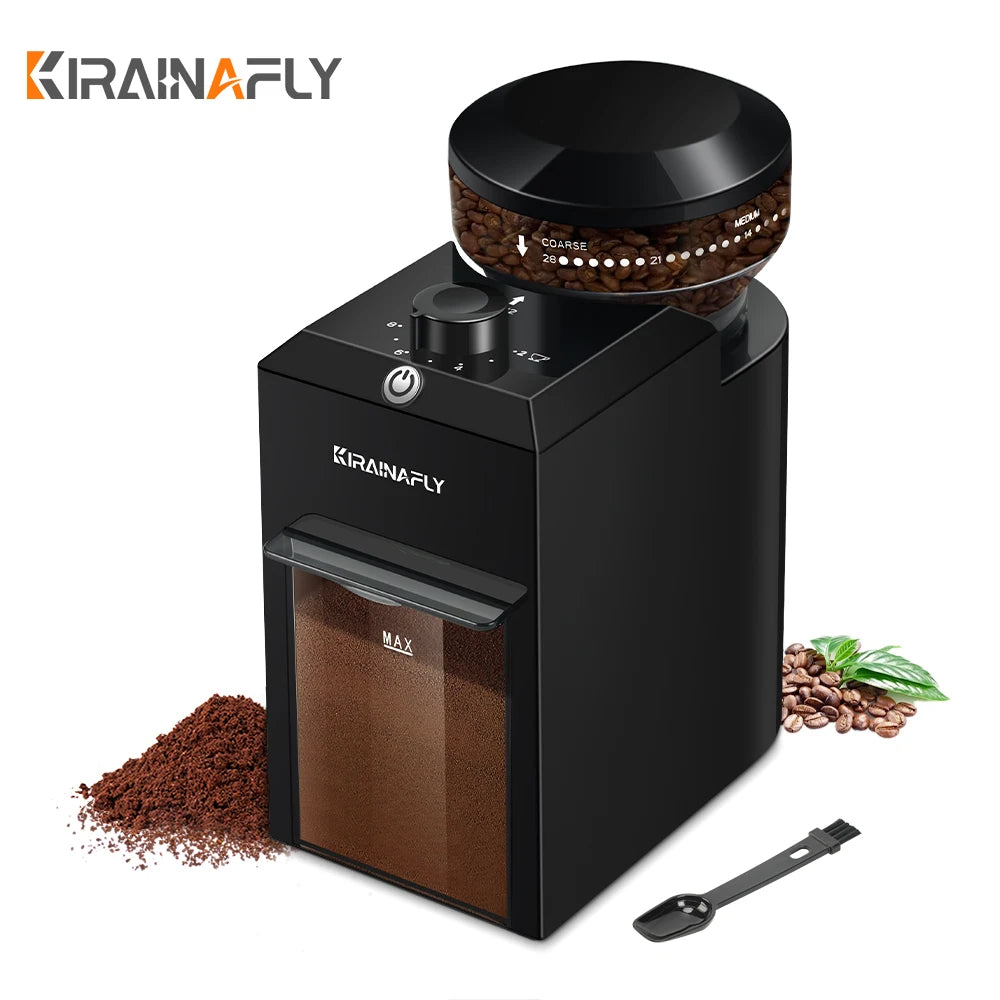 KIRAINAFLY Automatic Burr Mill Coffee Grinder 28 Gears