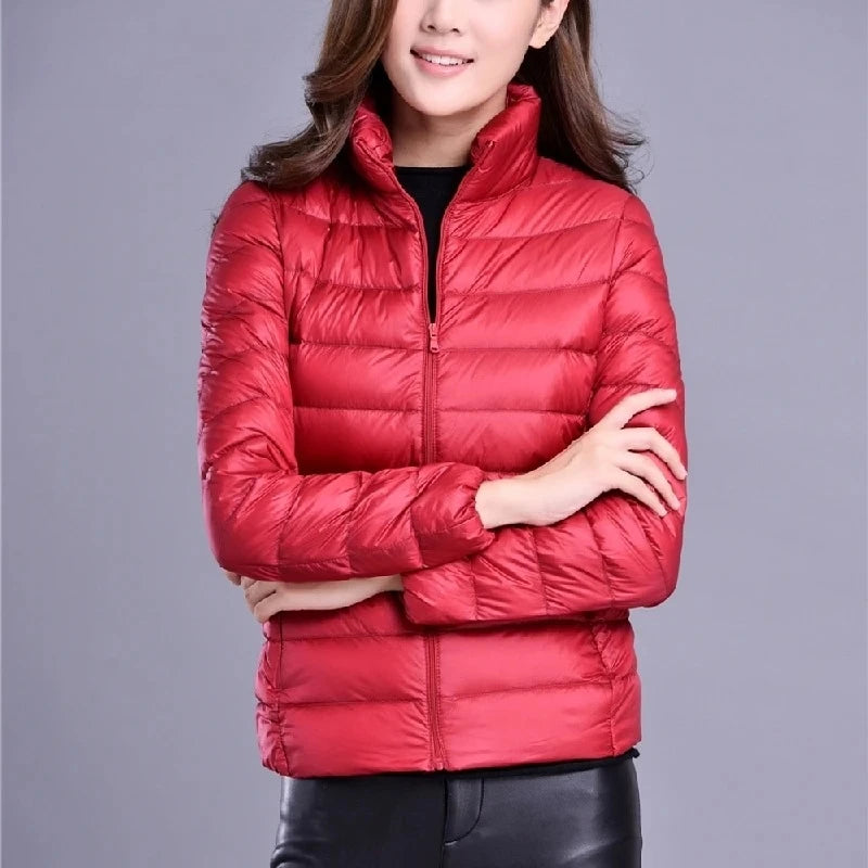 Women Lightweight Puffer Jacket Packable Korean Slim Fit Parka