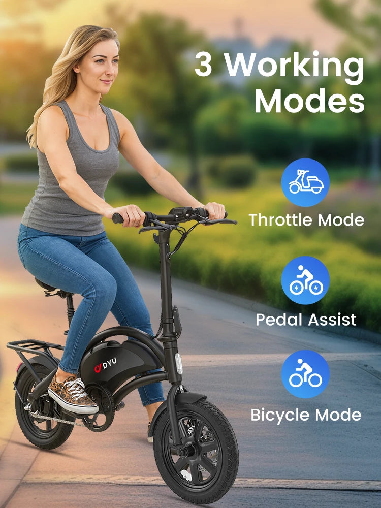 DYU D3F Mini Electric Bicycle With 500W Peak Motor 36V 7.8Ah Lithium Battery City Commuter