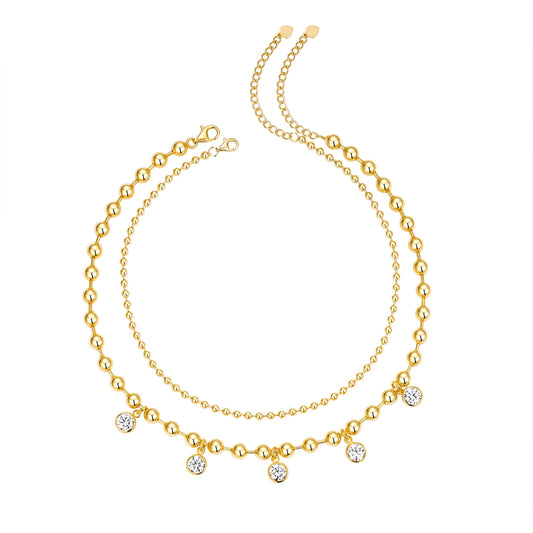 JIUZUAN Moissanite Necklace And Earrings Set 925 Silver