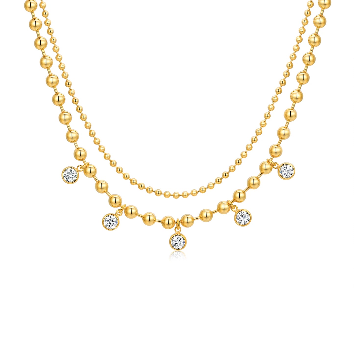 JIUZUAN Moissanite Necklace And Earrings Set 925 Silver