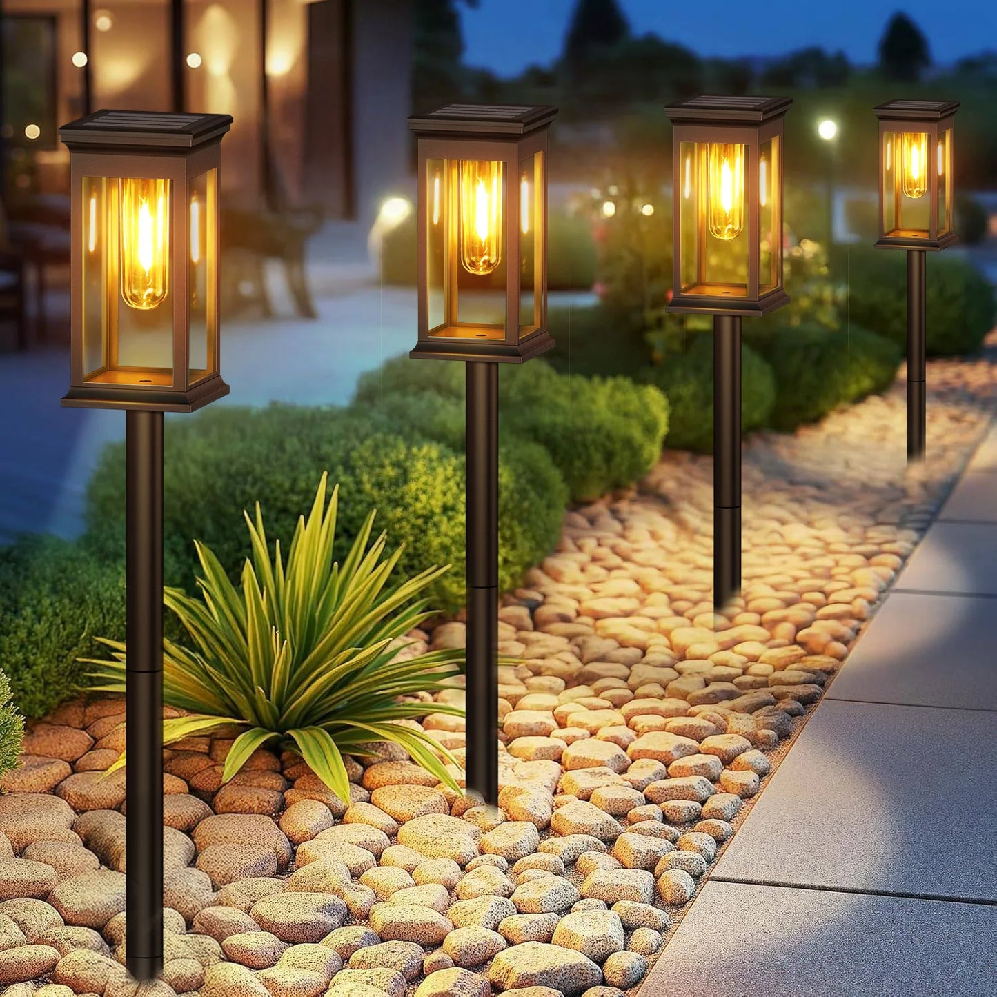 KPSTEK Solar Lights Warm White 2700K for Yard Walkway