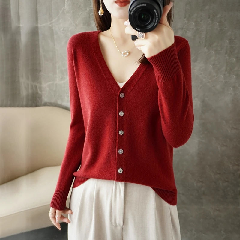 V Neck Cardigan For Women Knit Loose Fit Sweater