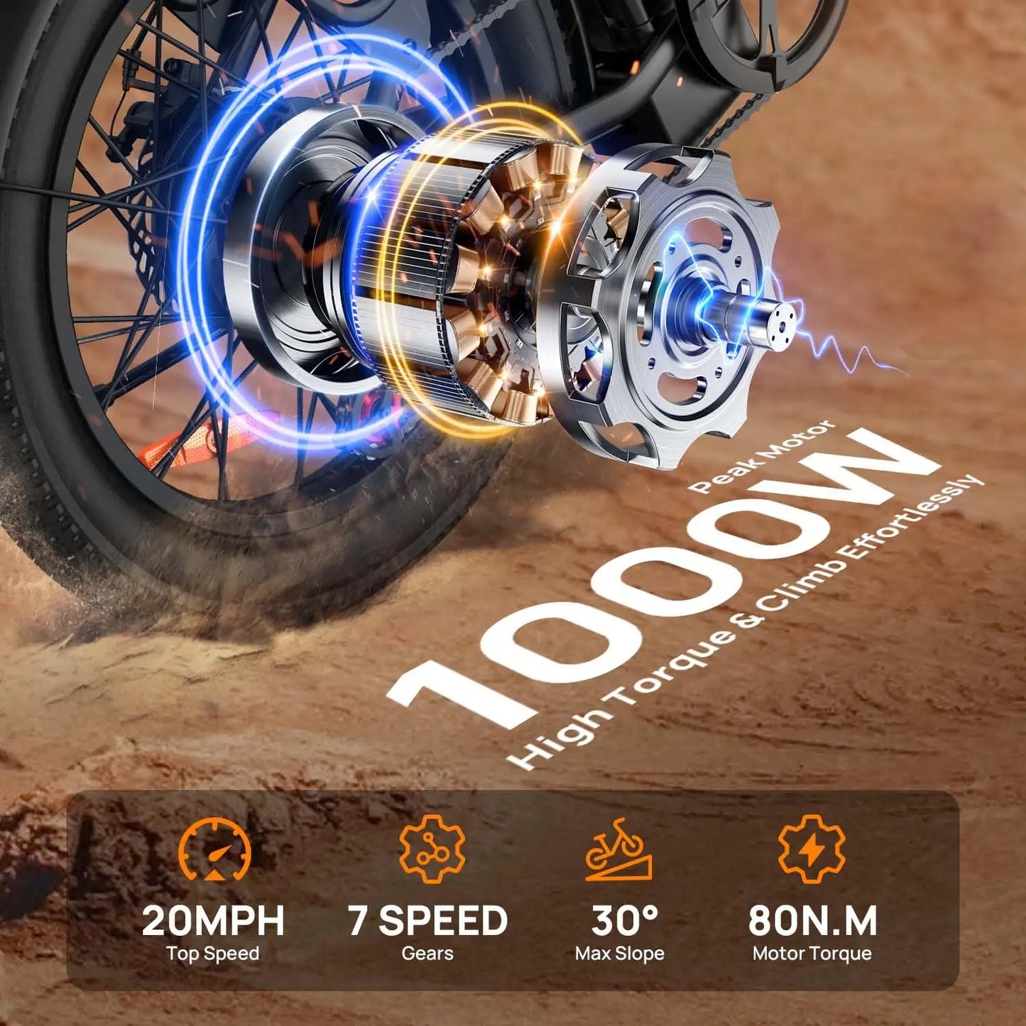 URLIFE 1000W E20 Electric Bike 48V 13Ah Removable Battery